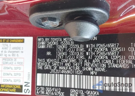 2008 Toyota 4Runner Sr5 V6 z USA, uszkodzony, nr VIN JTEZU14R68K011820